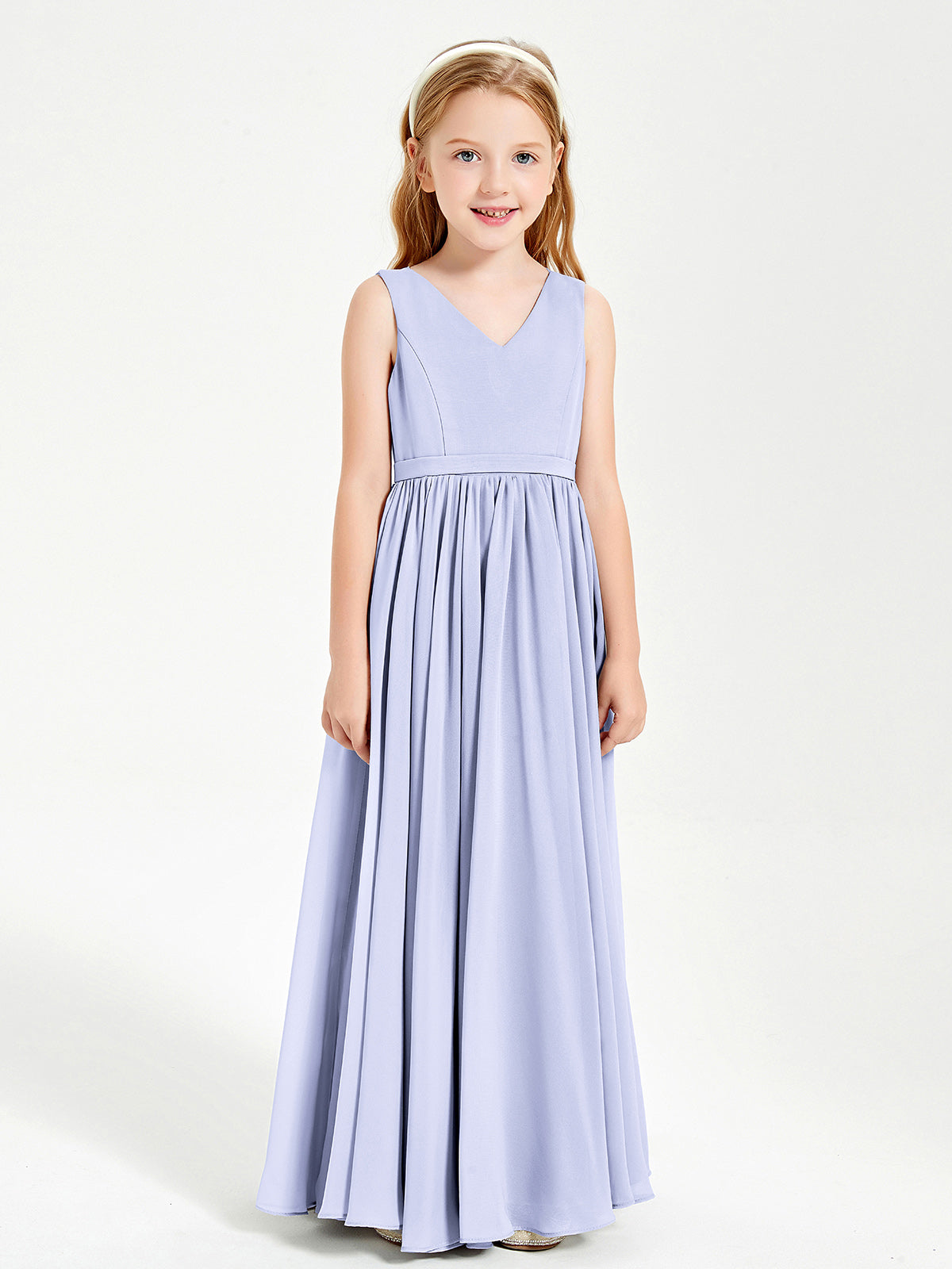 Chic Elegant Sleeveless Dresses for Junior Bridesmaids Lavender
